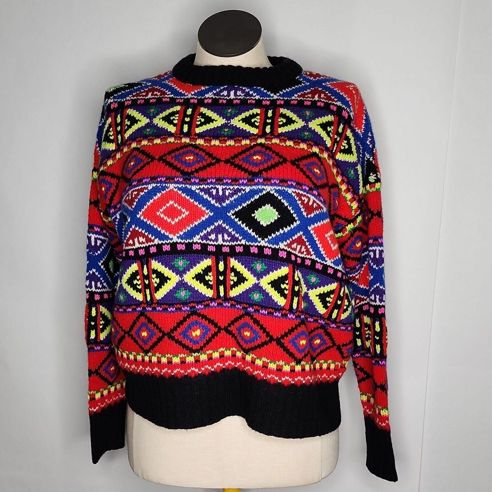 Polo Ralph Lauren Sweater Colorful Nordic Design Heavier Weight Women's Size M - Picture 2 of 10